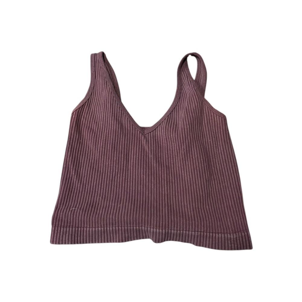 Aura Pink Ribbed Crop Tank Size M